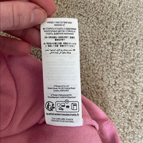 Mini Boden Pink Velour Heart Pocket Tunic 7-8Y - Picture 9 of 9